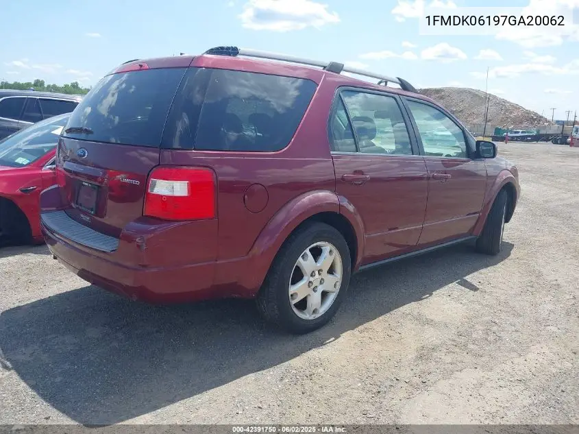 2007 Ford Freestyle Limited VIN: 1FMDK06197GA20062 Lot: 42391750