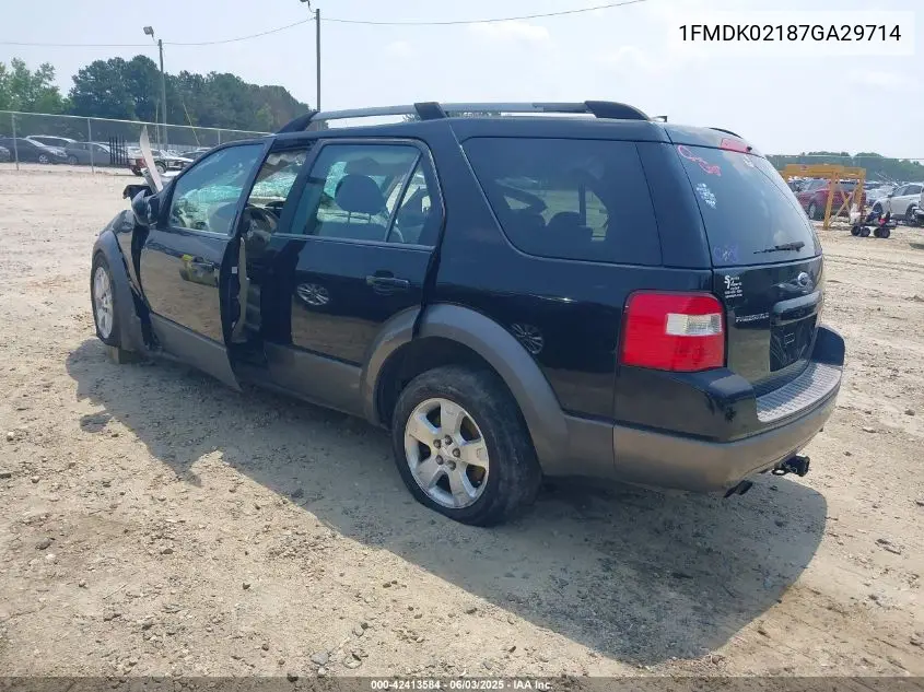2007 Ford Freestyle Sel VIN: 1FMDK02187GA29714 Lot: 42413584