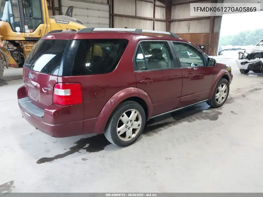 2007 Ford Freestyle Limited VIN: 1FMDK06127GA05869 Lot: 42606723