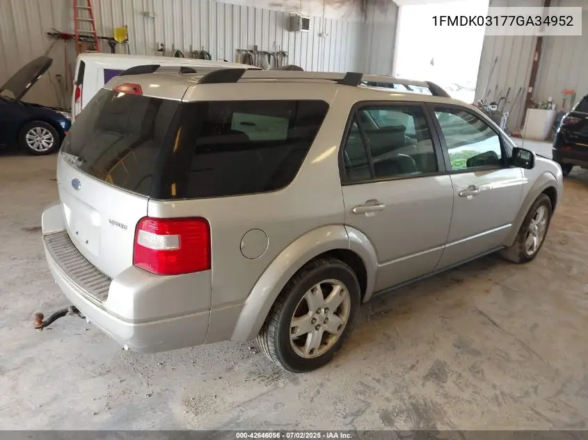 2007 Ford Freestyle Limited VIN: 1FMDK03177GA34952 Lot: 42646056