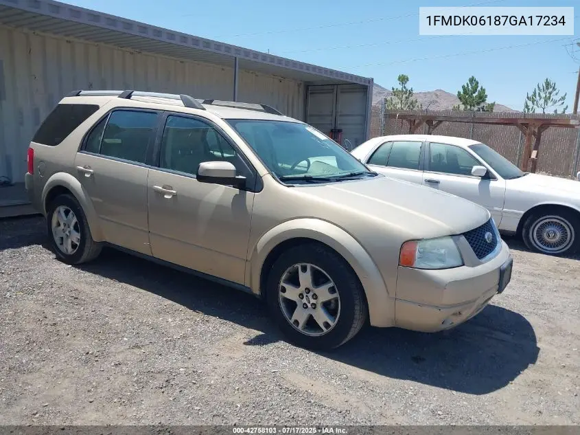 2007 Ford Freestyle Limited VIN: 1FMDK06187GA17234 Lot: 42758103