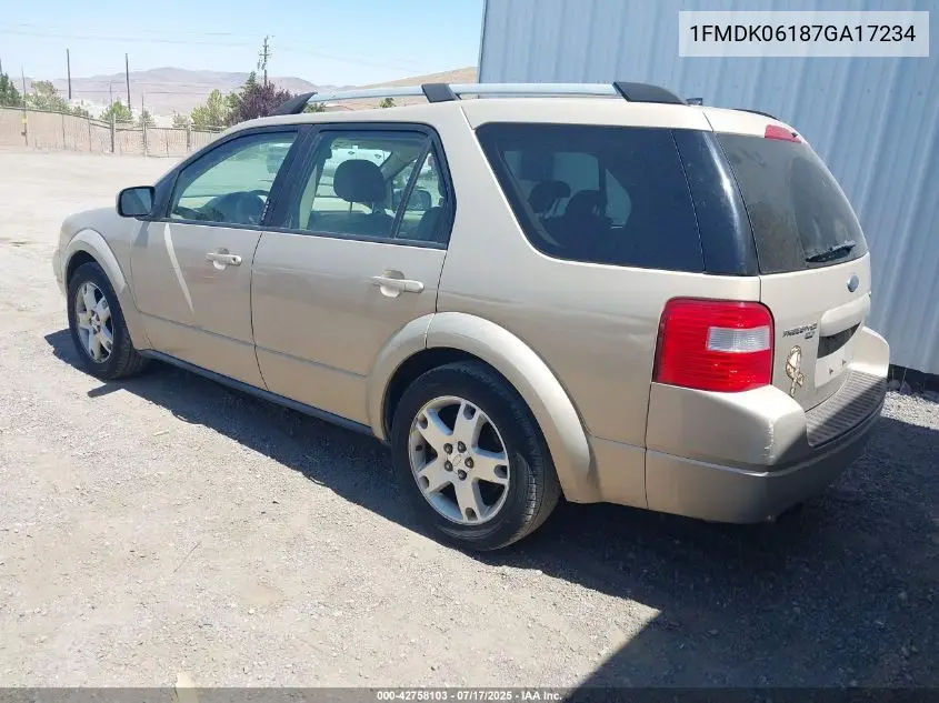 2007 Ford Freestyle Limited VIN: 1FMDK06187GA17234 Lot: 42758103