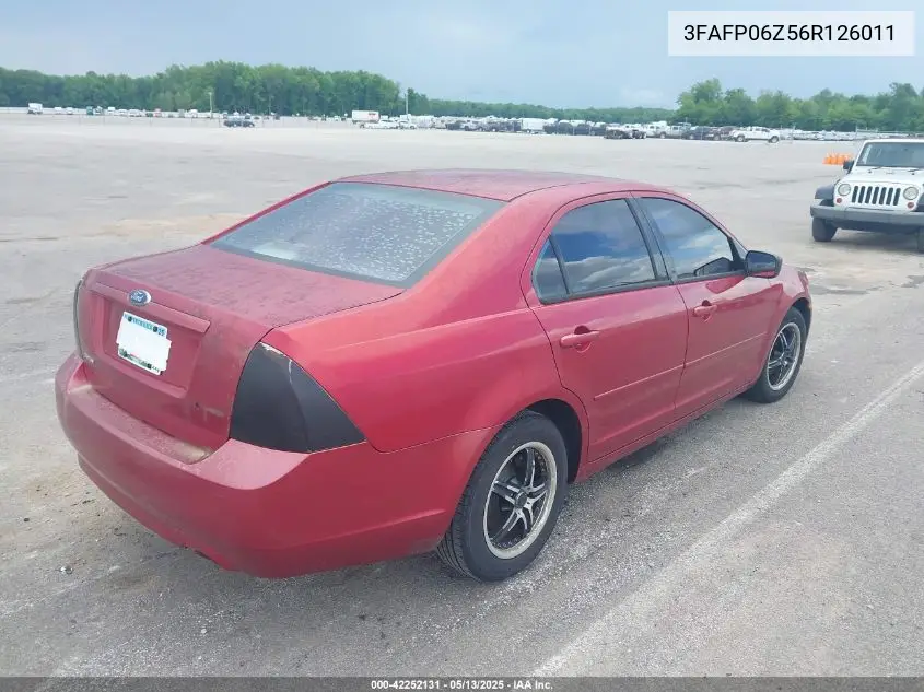 2006 Ford Fusion S VIN: 3FAFP06Z56R126011 Lot: 42252131