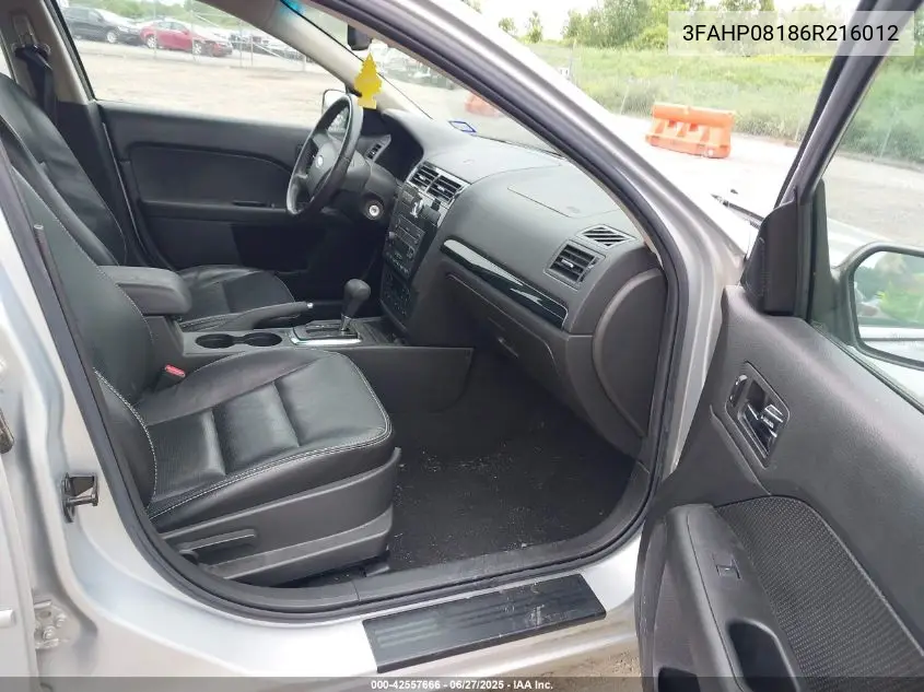 2006 Ford Fusion Sel VIN: 3FAHP08186R216012 Lot: 42557666