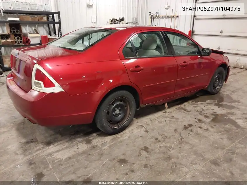 2007 Ford Fusion S VIN: 3FAHP06Z97R104975 Lot: 42230261