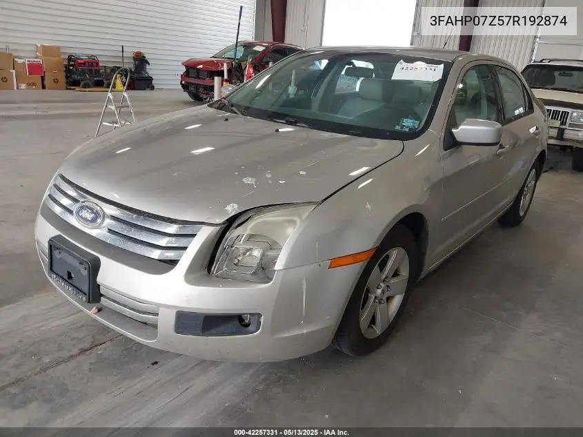 2007 Ford Fusion Se VIN: 3FAHP07Z57R192874 Lot: 42257331