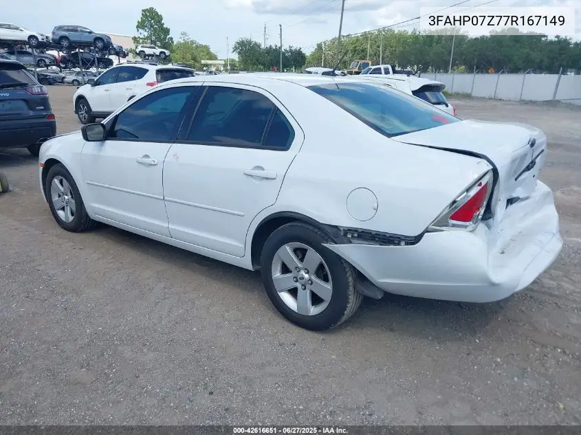 2007 Ford Fusion Se VIN: 3FAHP07Z77R167149 Lot: 42616651
