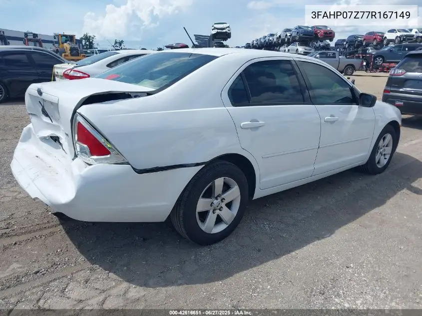 2007 Ford Fusion Se VIN: 3FAHP07Z77R167149 Lot: 42616651