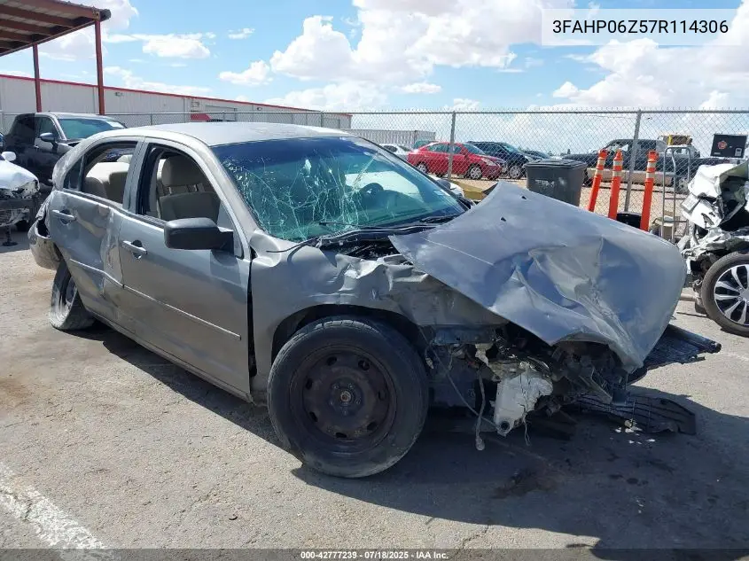 2007 Ford Fusion S VIN: 3FAHP06Z57R114306 Lot: 42777239