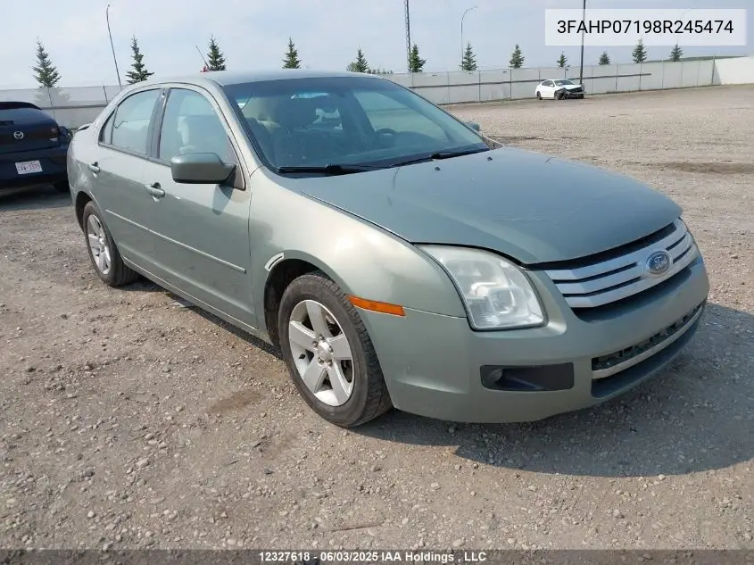 2008 Ford Fusion Se VIN: 3FAHP07198R245474 Lot: 12327618