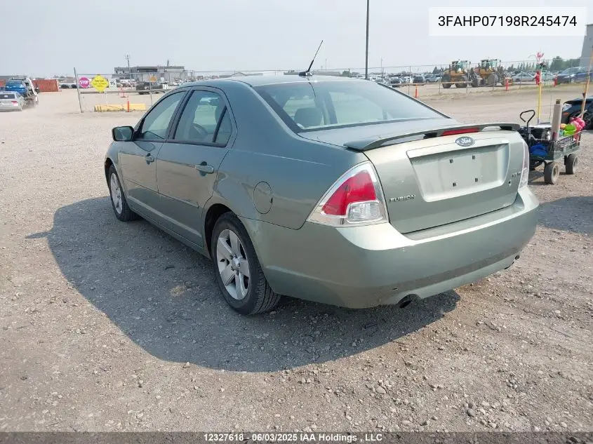 2008 Ford Fusion Se VIN: 3FAHP07198R245474 Lot: 12327618