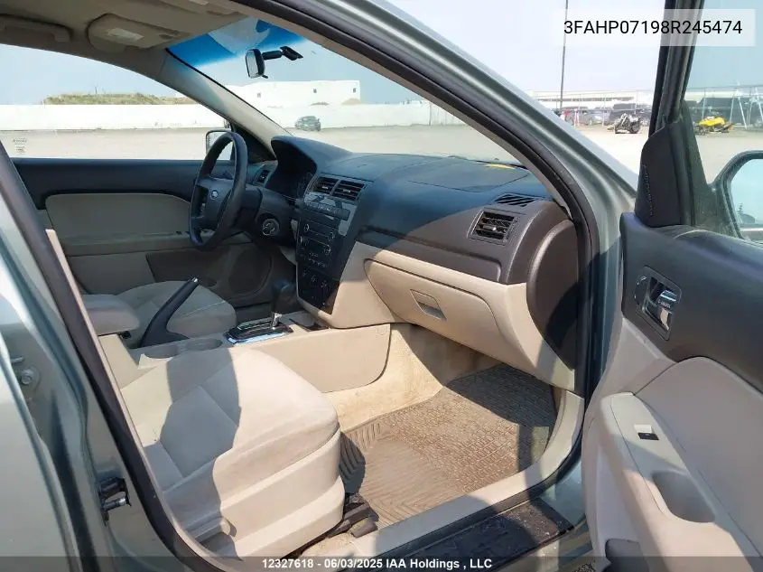 2008 Ford Fusion Se VIN: 3FAHP07198R245474 Lot: 12327618