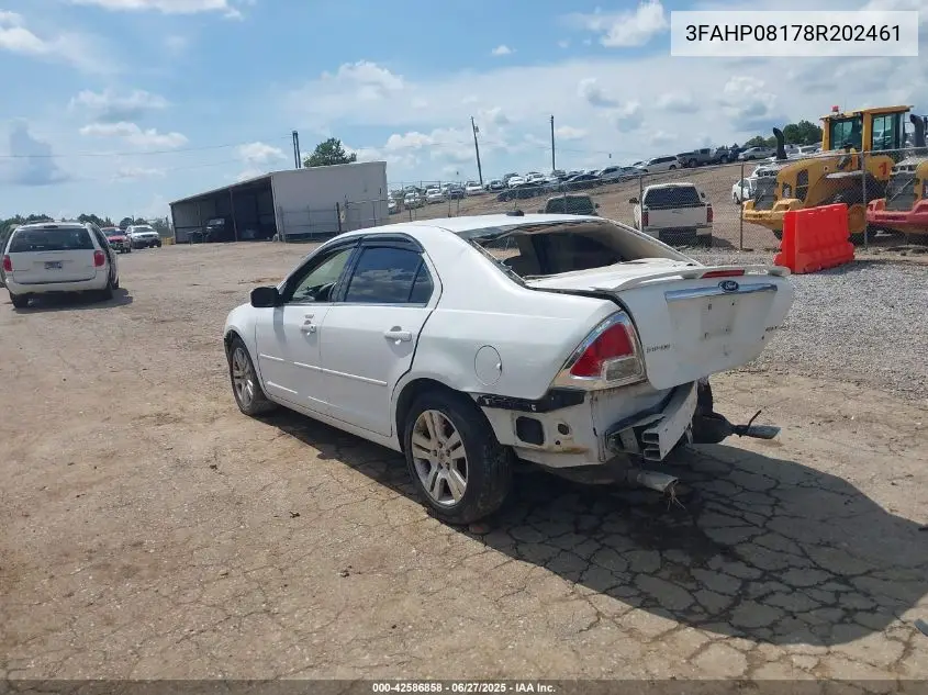 2008 Ford Fusion Sel VIN: 3FAHP08178R202461 Lot: 42586858