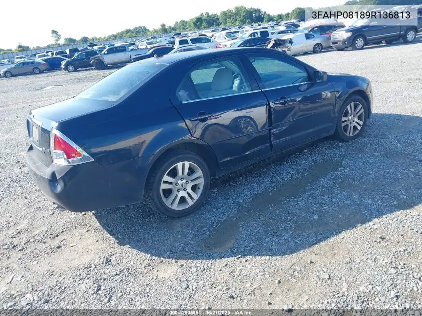 2009 Ford Fusion Sel VIN: 3FAHP08189R136813 Lot: 42605551