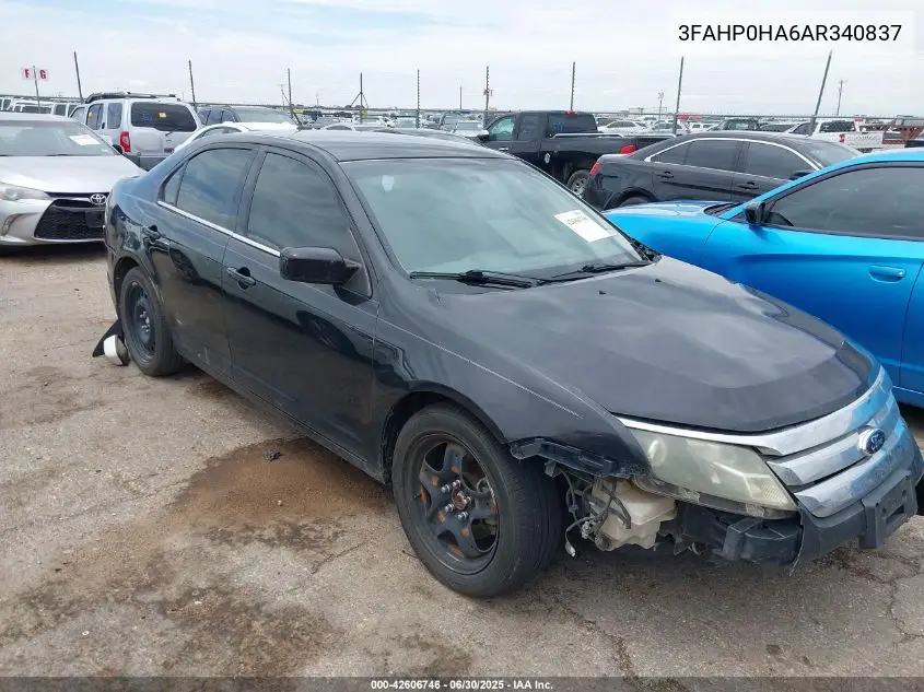 2010 Ford Fusion Se VIN: 3FAHP0HA6AR340837 Lot: 42606746