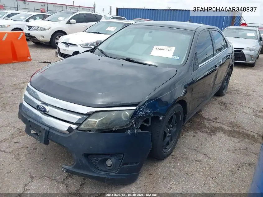 2010 Ford Fusion Se VIN: 3FAHP0HA6AR340837 Lot: 42606746