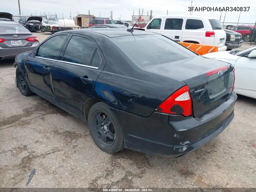 2010 Ford Fusion Se VIN: 3FAHP0HA6AR340837 Lot: 42606746