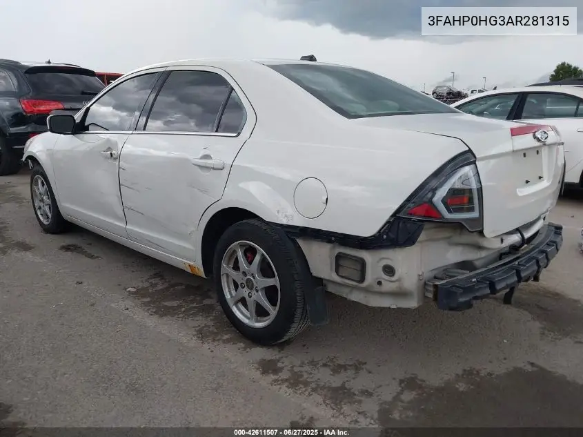 2010 Ford Fusion Se VIN: 3FAHP0HG3AR281315 Lot: 42611507