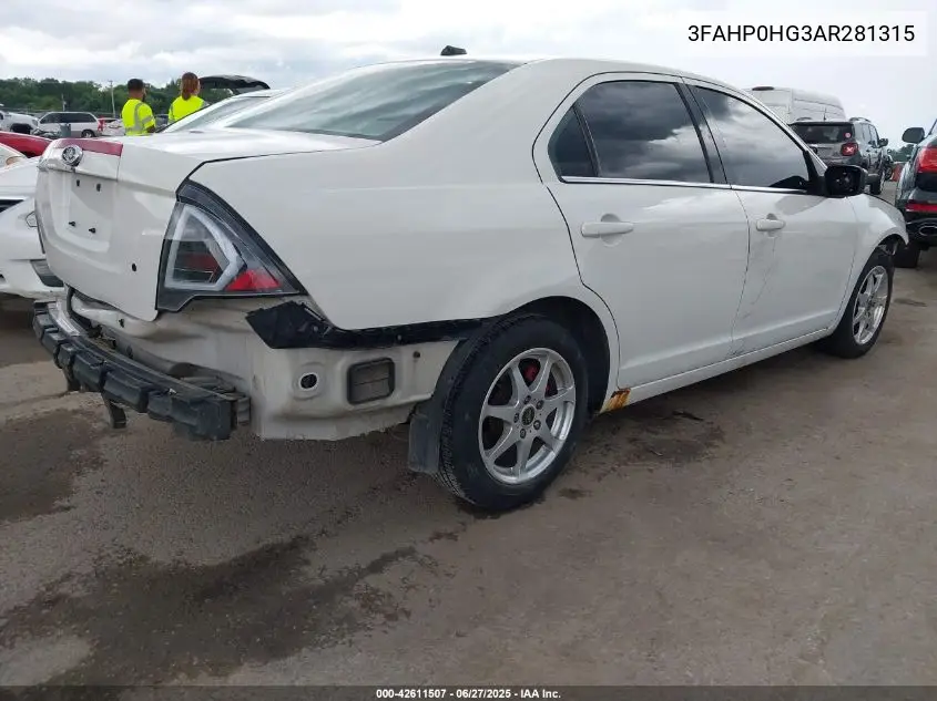 2010 Ford Fusion Se VIN: 3FAHP0HG3AR281315 Lot: 42611507