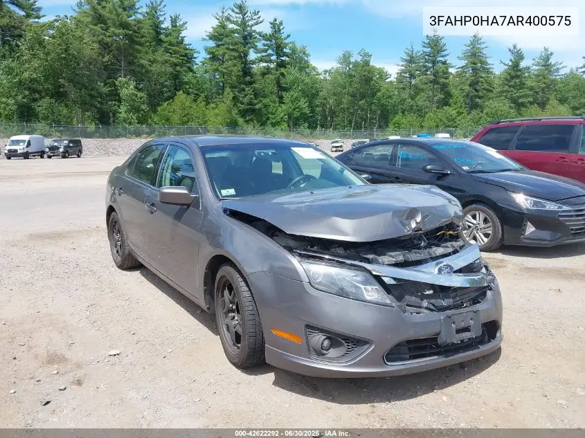 2010 Ford Fusion Se VIN: 3FAHP0HA7AR400575 Lot: 42622292