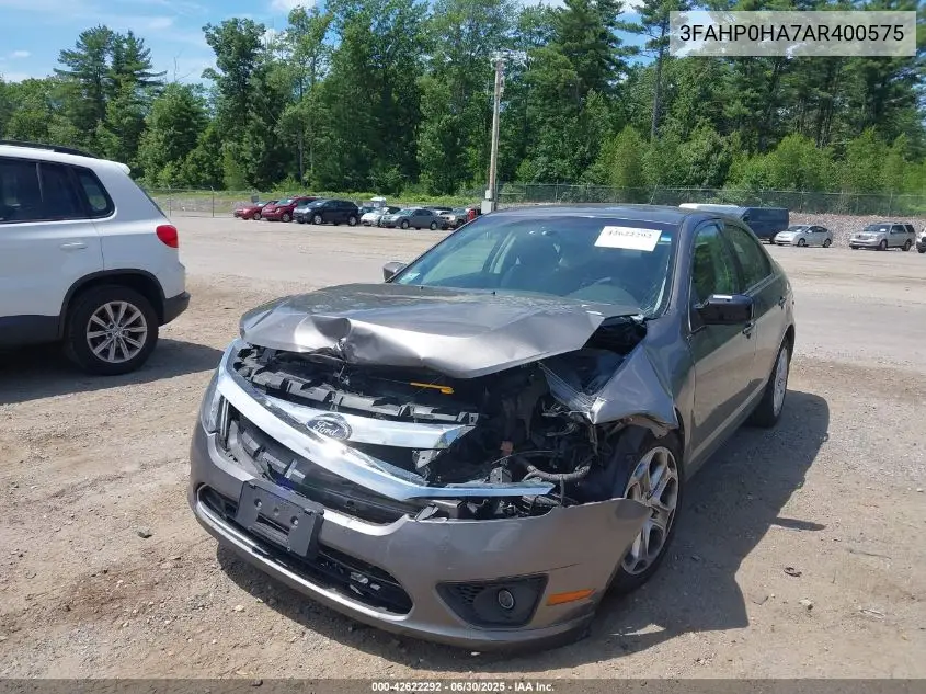 2010 Ford Fusion Se VIN: 3FAHP0HA7AR400575 Lot: 42622292