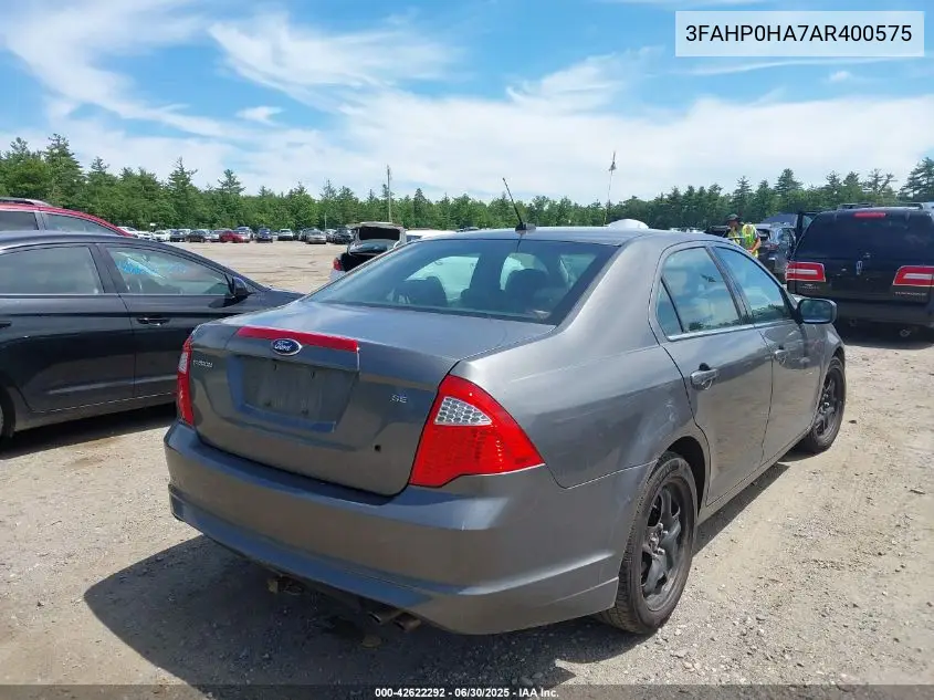 2010 Ford Fusion Se VIN: 3FAHP0HA7AR400575 Lot: 42622292
