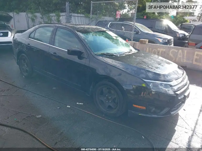 2010 Ford Fusion Se VIN: 3FAHP0HA8AR342377 Lot: 42754590