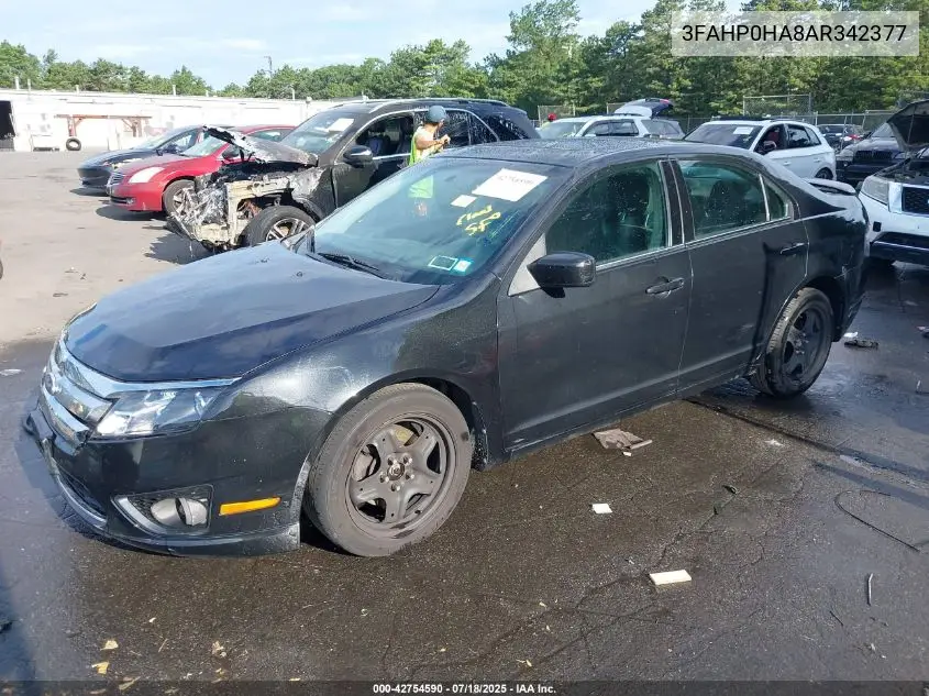 2010 Ford Fusion Se VIN: 3FAHP0HA8AR342377 Lot: 42754590