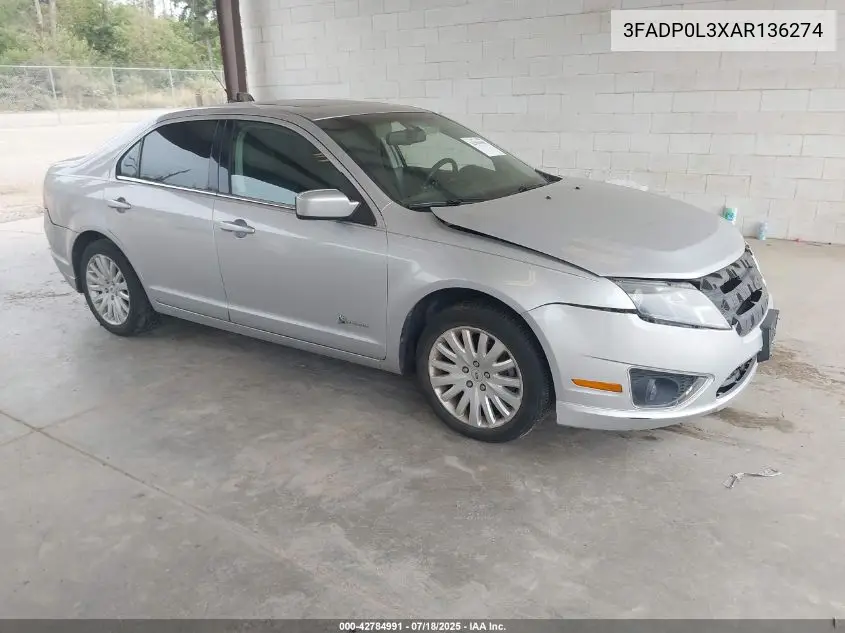 2010 Ford Fusion Hybrid VIN: 3FADP0L3XAR136274 Lot: 42784991