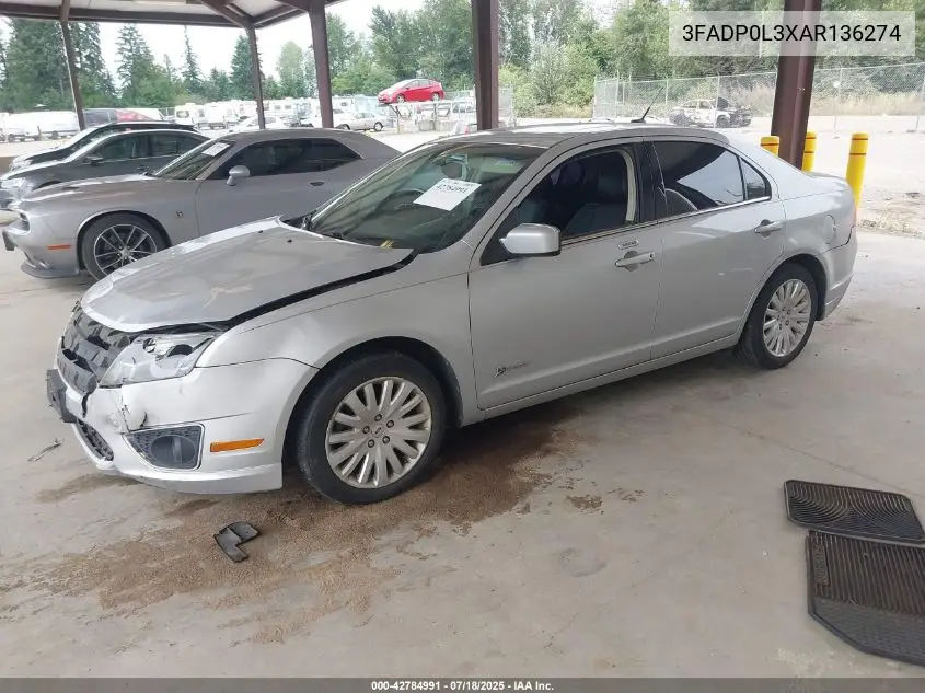 2010 Ford Fusion Hybrid VIN: 3FADP0L3XAR136274 Lot: 42784991