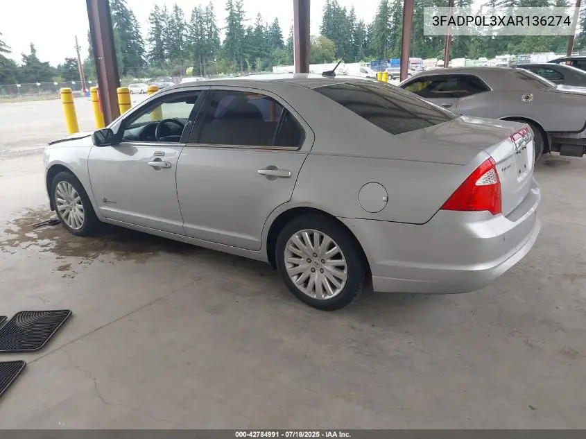 2010 Ford Fusion Hybrid VIN: 3FADP0L3XAR136274 Lot: 42784991