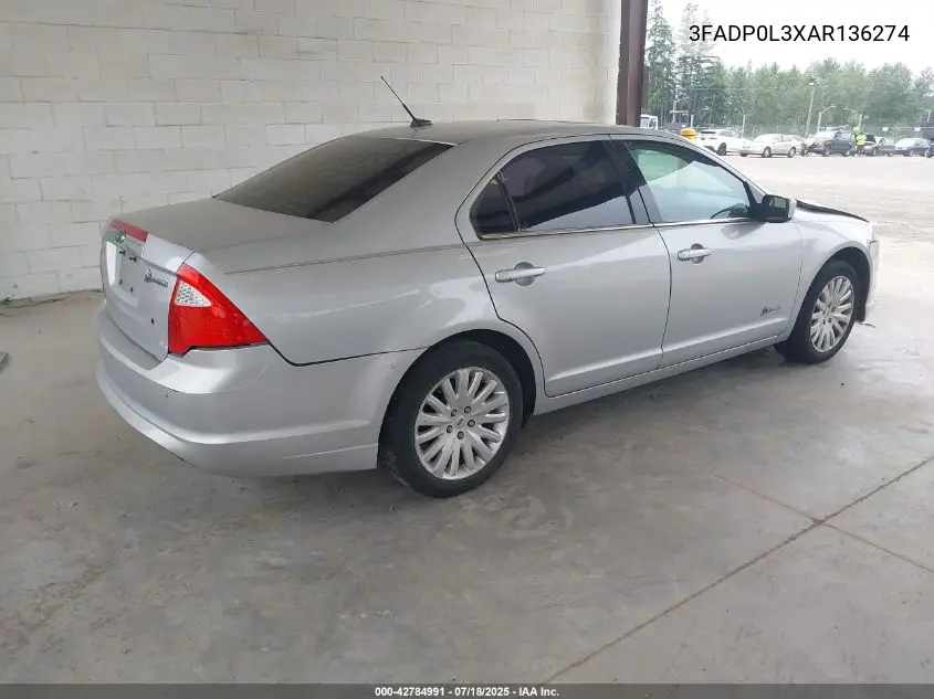 2010 Ford Fusion Hybrid VIN: 3FADP0L3XAR136274 Lot: 42784991