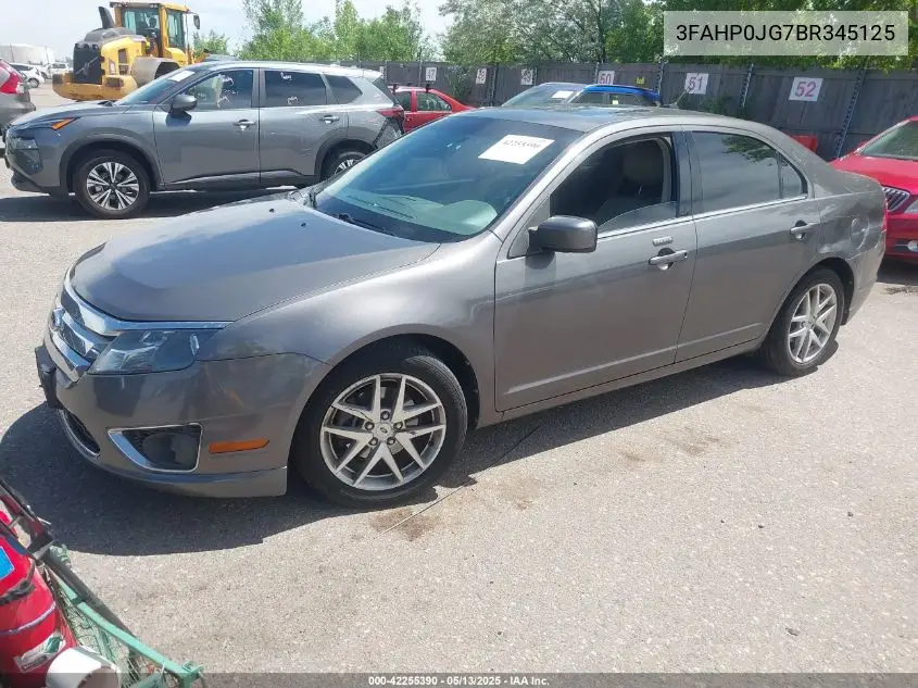 2011 Ford Fusion Sel VIN: 3FAHP0JG7BR345125 Lot: 42255390