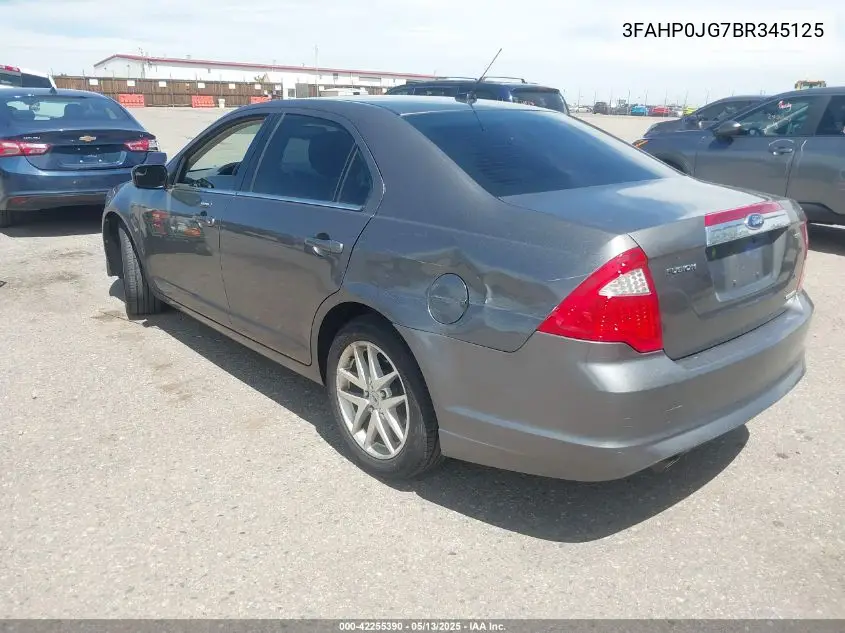 2011 Ford Fusion Sel VIN: 3FAHP0JG7BR345125 Lot: 42255390