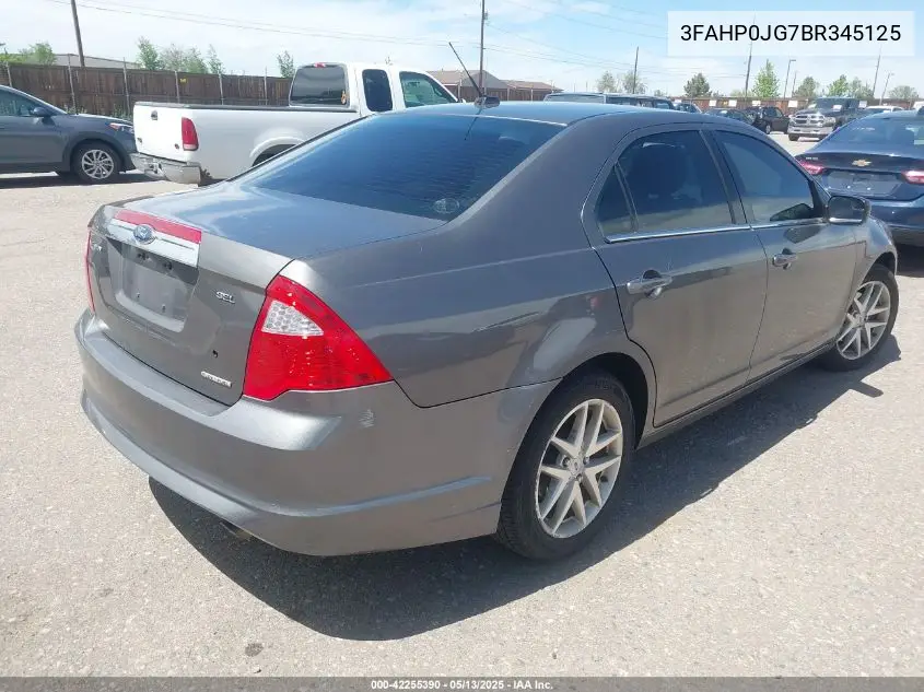 2011 Ford Fusion Sel VIN: 3FAHP0JG7BR345125 Lot: 42255390