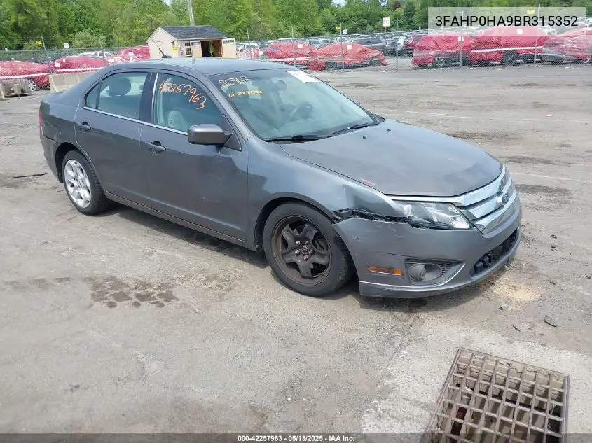 2011 Ford Fusion Se VIN: 3FAHP0HA9BR315352 Lot: 42257963