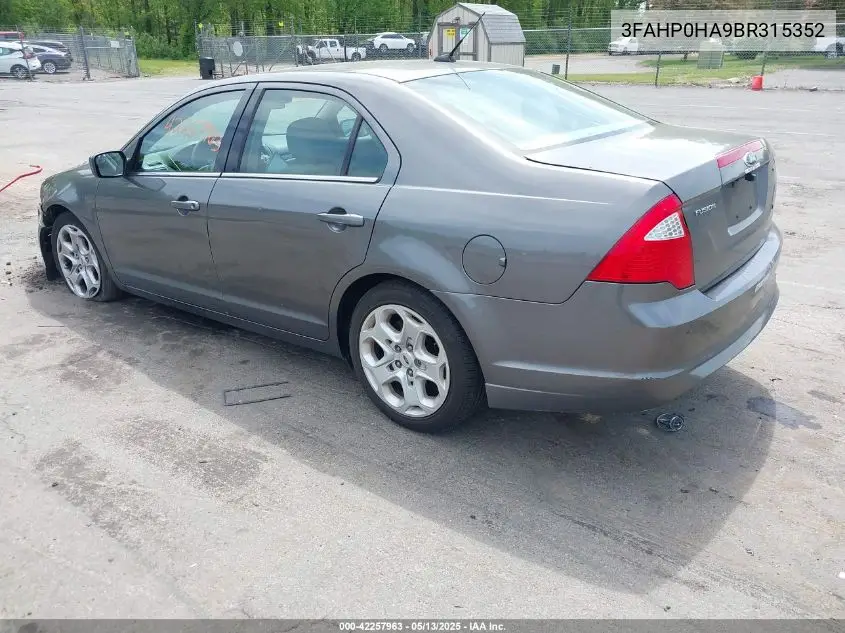 2011 Ford Fusion Se VIN: 3FAHP0HA9BR315352 Lot: 42257963
