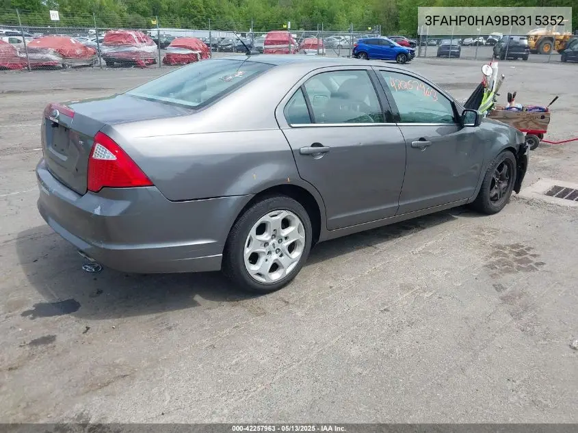 2011 Ford Fusion Se VIN: 3FAHP0HA9BR315352 Lot: 42257963