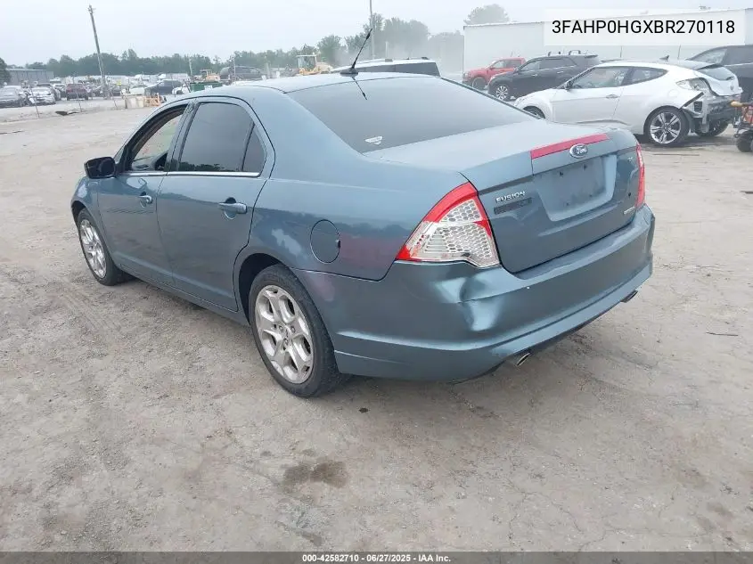 2011 Ford Fusion Se VIN: 3FAHP0HGXBR270118 Lot: 42582710
