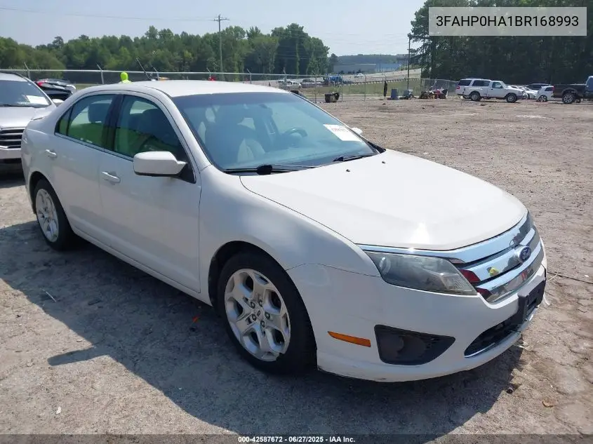 2011 Ford Fusion Se VIN: 3FAHP0HA1BR168993 Lot: 42587672