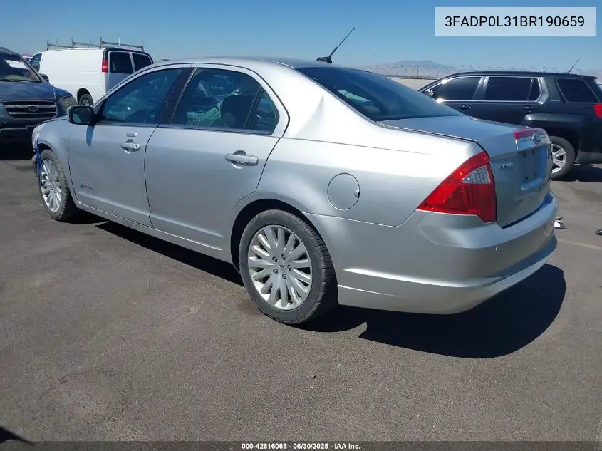 2011 Ford Fusion Hybrid VIN: 3FADP0L31BR190659 Lot: 42616065