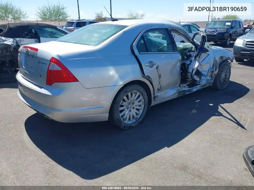 2011 Ford Fusion Hybrid VIN: 3FADP0L31BR190659 Lot: 42616065