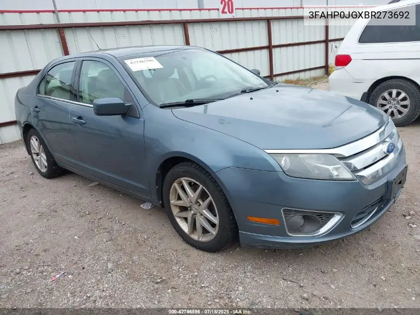 2011 Ford Fusion Sel VIN: 3FAHP0JGXBR273692 Lot: 42746596