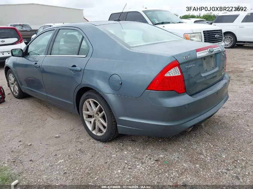 2011 Ford Fusion Sel VIN: 3FAHP0JGXBR273692 Lot: 42746596