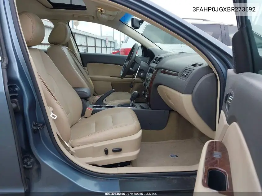 2011 Ford Fusion Sel VIN: 3FAHP0JGXBR273692 Lot: 42746596