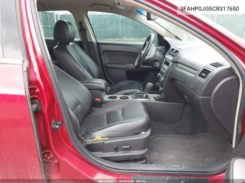 2012 Ford Fusion Sel VIN: 3FAHP0JG5CR317650 Lot: 41953271