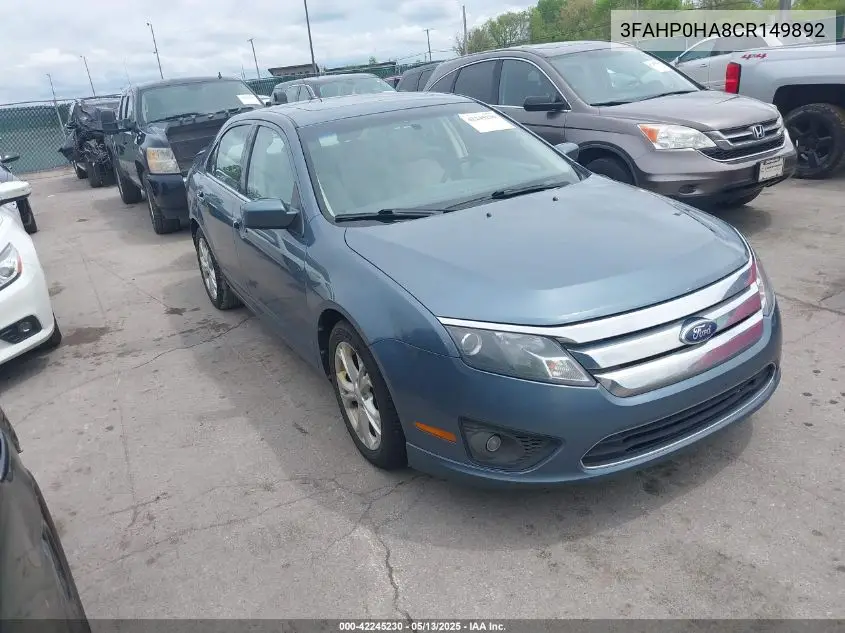 2012 Ford Fusion Se VIN: 3FAHP0HA8CR149892 Lot: 42245230