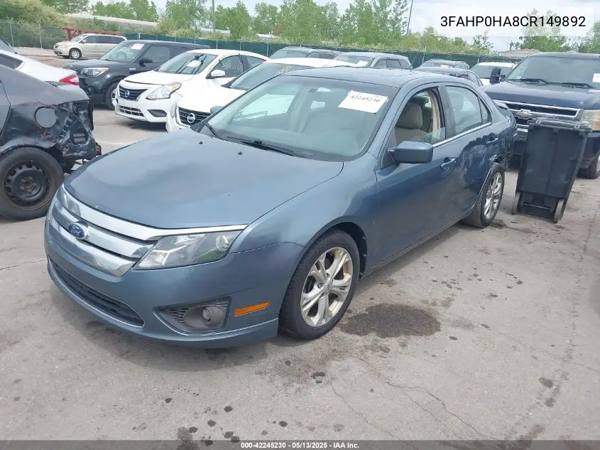 2012 Ford Fusion Se VIN: 3FAHP0HA8CR149892 Lot: 42245230