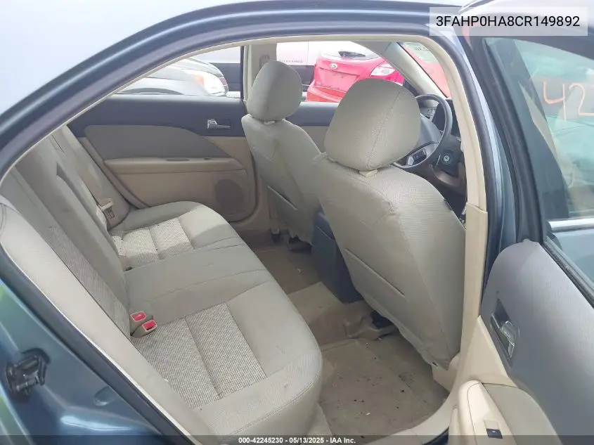 2012 Ford Fusion Se VIN: 3FAHP0HA8CR149892 Lot: 42245230