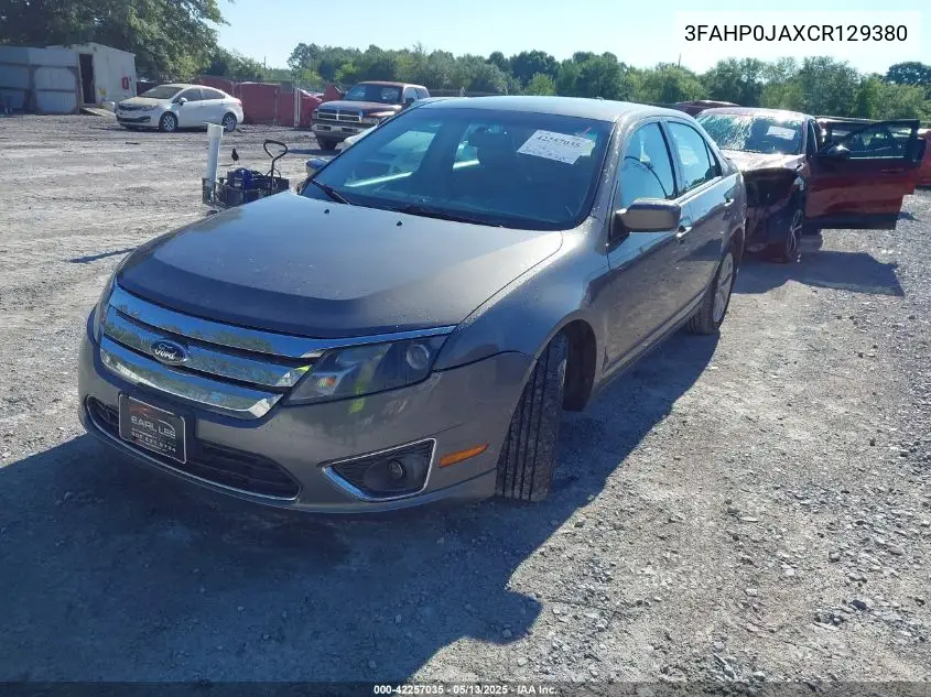2012 Ford Fusion Sel VIN: 3FAHP0JAXCR129380 Lot: 42257035